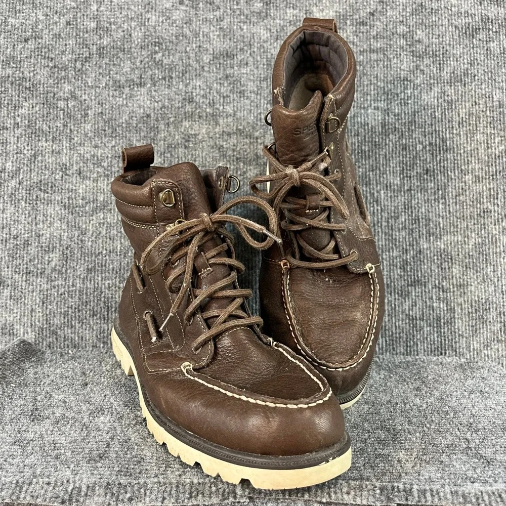 Sperry Top-Sider Mens Waterproof Brown Leather Moc Toe Lug Sole Boots 10.5